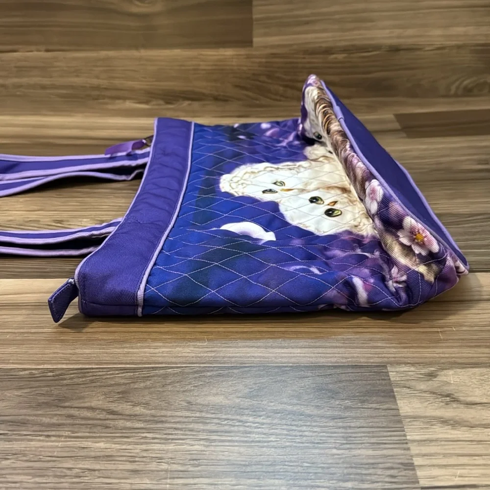 Bradford Exchange Owl Always Love You Kayomi Harai Quilted Purple Zip Tote NWOT